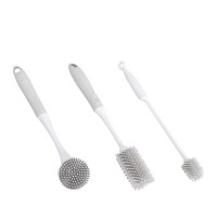 kitchenTPR silicone grey and white brush set milk bottle brush