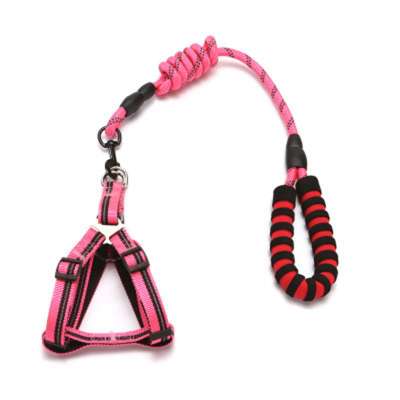 FANGJUU Dog Adjustable Reflective Traction Rope Chest Back Dog Chain Large Leashes With Collar