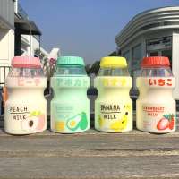 Fangjuu Japanese style cute fruit printed plastic cup drink water bottle fashion gallon water bottle milk carton water bottle