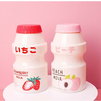 Fangjuu Cute printed Yakult milk summer use portable water cup student sports takeaway cup crystal plastic water bottle